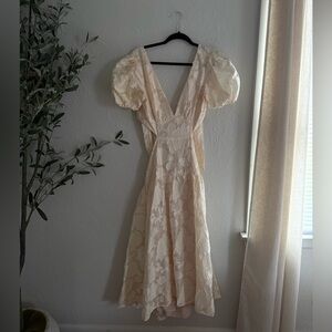 Floral Bow Puff Sleeve Dress